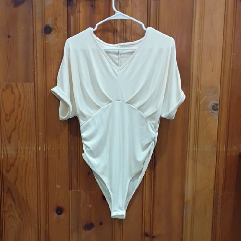 SHEIN Cream Bodysuit Top